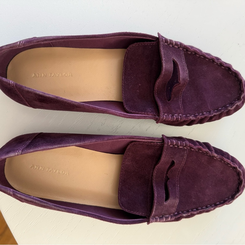 Ann Taylor Rich Purple Suede Loafers